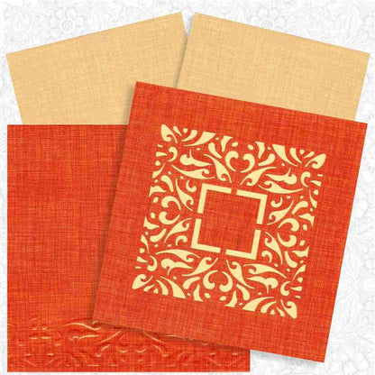 Dashing Orange Shading With Laser Cut Blossom Design Wedding Card - KRM06040