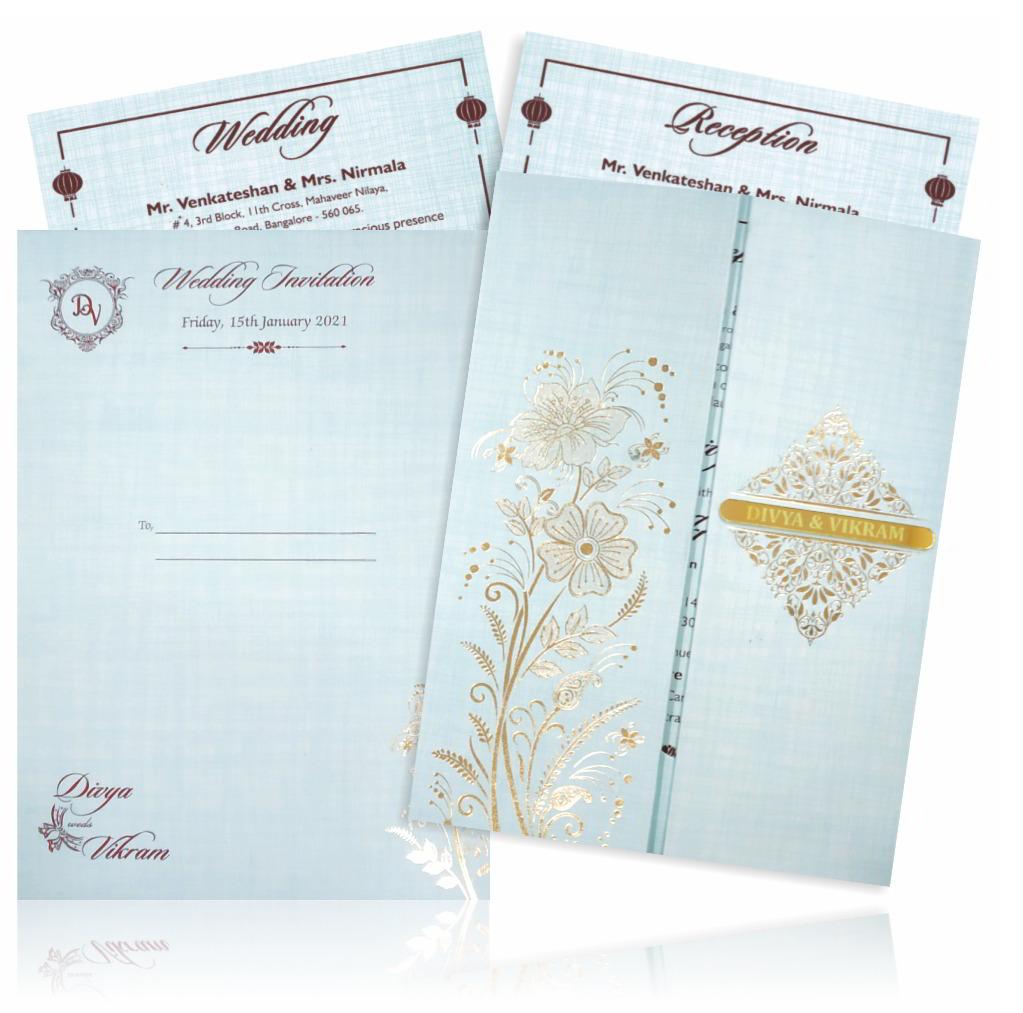 Light Blue Premium Padded Invitation With Open Door Type-KNPS9513B-King of Cards