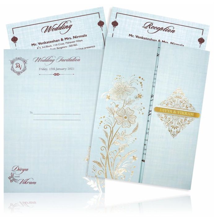 Light Blue Premium Padded Invitation With Open Door Type-KNPS9513B-King of Cards