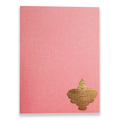 Pink Ganesha Pooja Padded Wedding Card - KNPS9522O