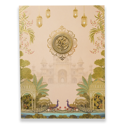Pink Palace Peacock Wedding Card - KNKC4088