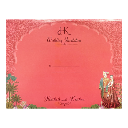 Peach Arch Bride Groom Padded Wedding Card-KSI64140
