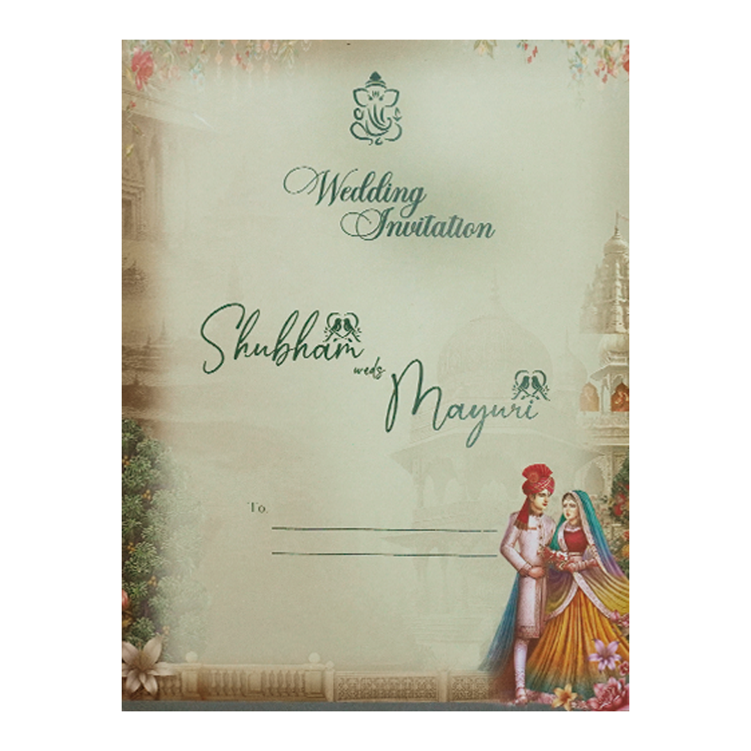 Palace Procession Padded Wedding Card-KSH73160