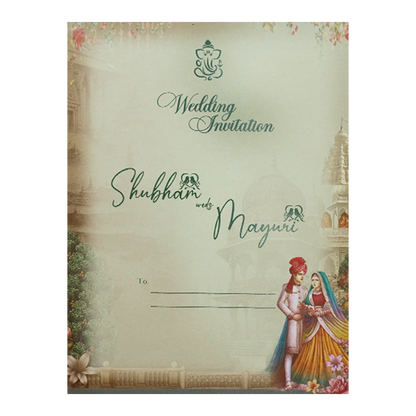 Palace Procession Padded Wedding Card-KSH73160