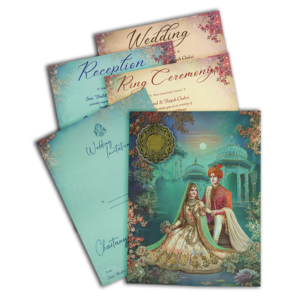 Blue Palace Couple Wedding Card-KSH73140