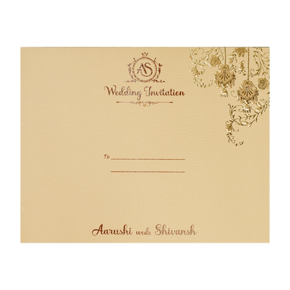 Sandal Gold Floral Padded Wedding Card-KSI64090