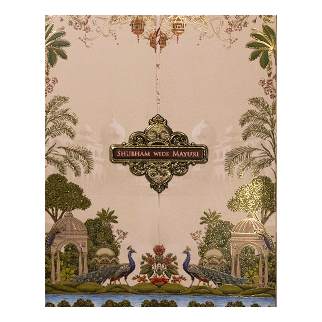 Cream Royal Procession Wedding Card-KSH73330