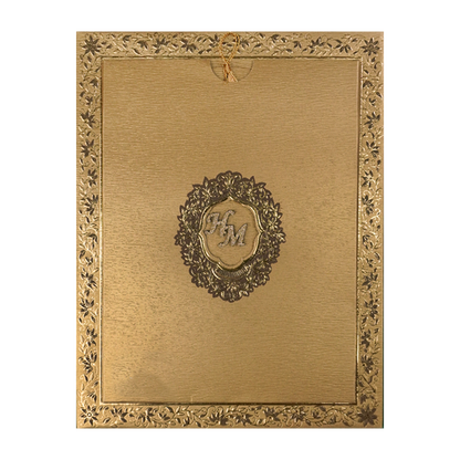 Gold Floral Border Padded Wedding Card-KSI64530