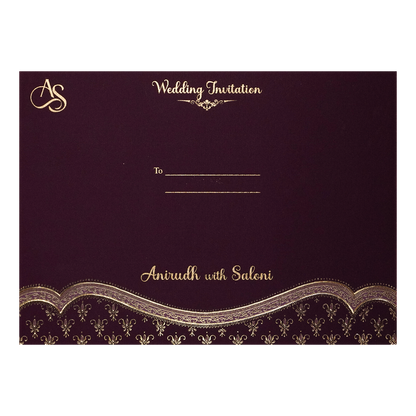 Purple Gold Floral Padded Wedding Card-KSI64360