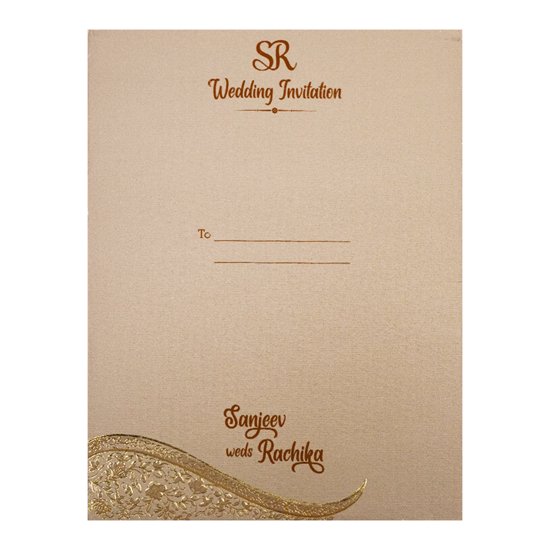 Grey Floral Padded Wedding Card-KSI64410