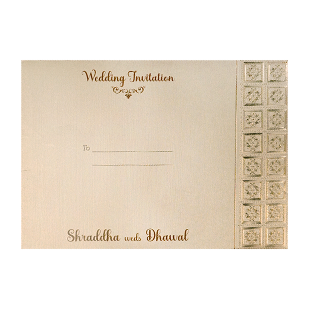 Gold Square Embossed Padded Wedding Card-KSI64060