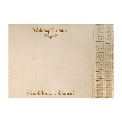 Gold Square Embossed Padded Wedding Card-KSI64060