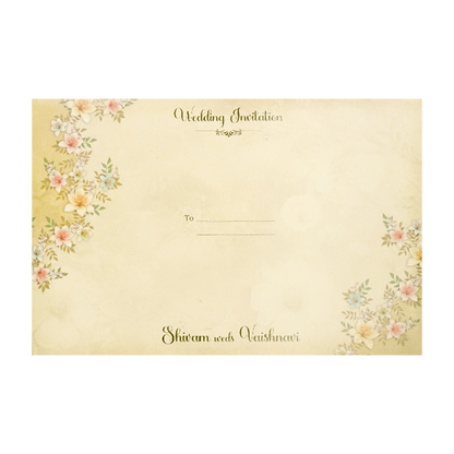 Beige Floral Padded Wedding Card-KSI64050