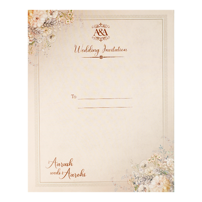 Cream Floral Embossed Padded Wedding Card-KSI64080