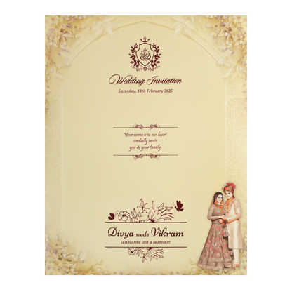 Royal Yellow Ganesha Couple Wedding Card-KNKJ1127