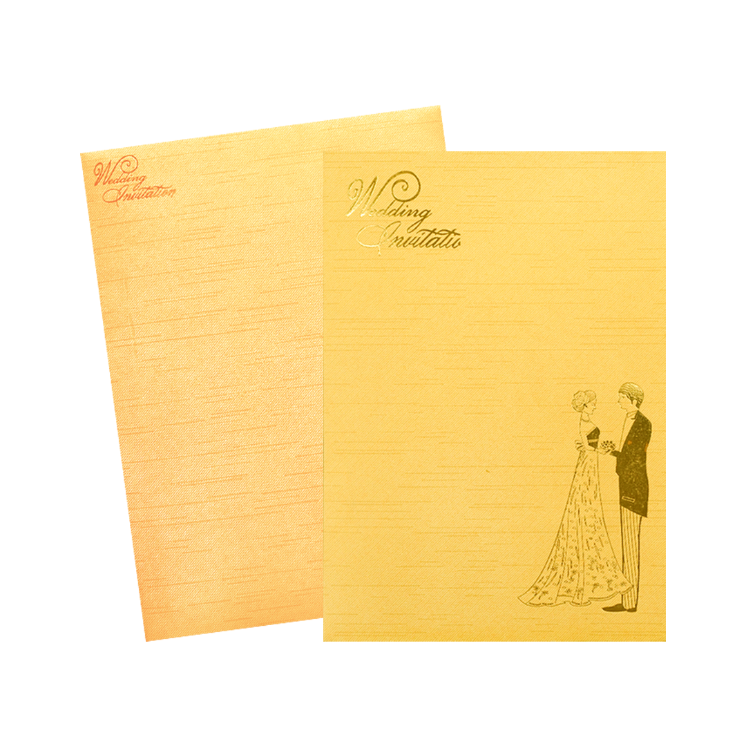 Yellow Western Couple Wedding Card-KNKR035G