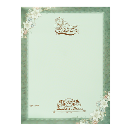 Blue Floral Padded Wedding Card-KSSC2080
