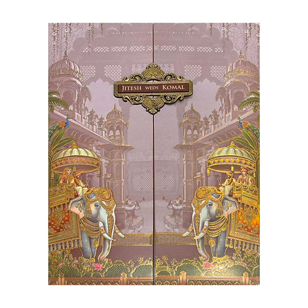 Lavender Palace Elephant Wedding Card-KSH73070