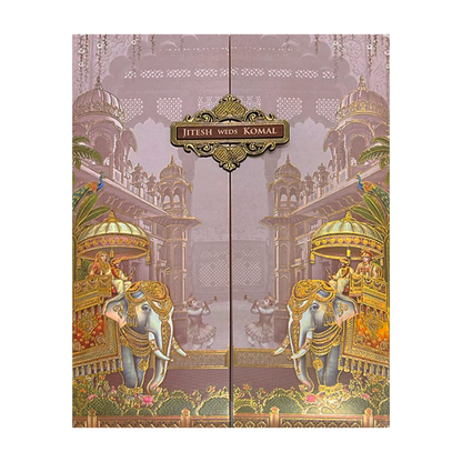 Lavender Palace Elephant Wedding Card-KSH73070