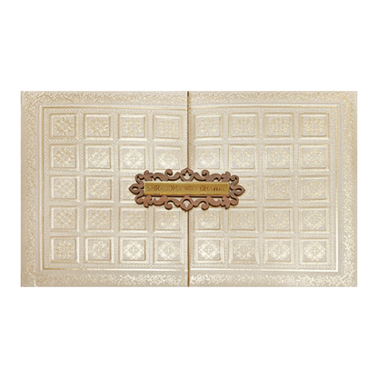 Gold Square Embossed Padded Wedding Card-KSI64060