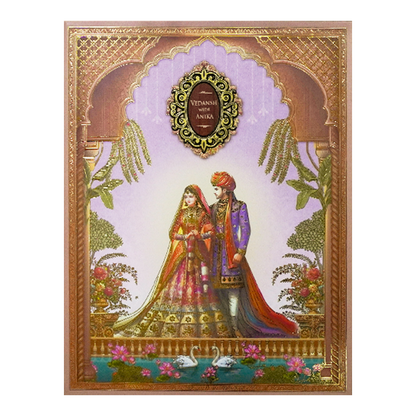 Royal Bride Groom Padded Wedding Card-KSH72330