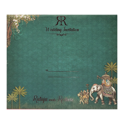 Green Royal Procession Padded Wedding Card-KSI64000