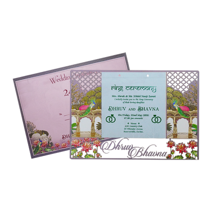 Peacock Laser Cut Ring Ceremony Card-KSH72970