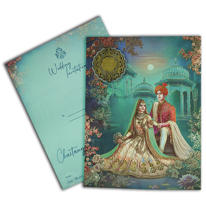 Blue Palace Couple Wedding Card-KSH73140