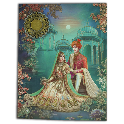 Blue Palace Couple Wedding Card-KSH73140