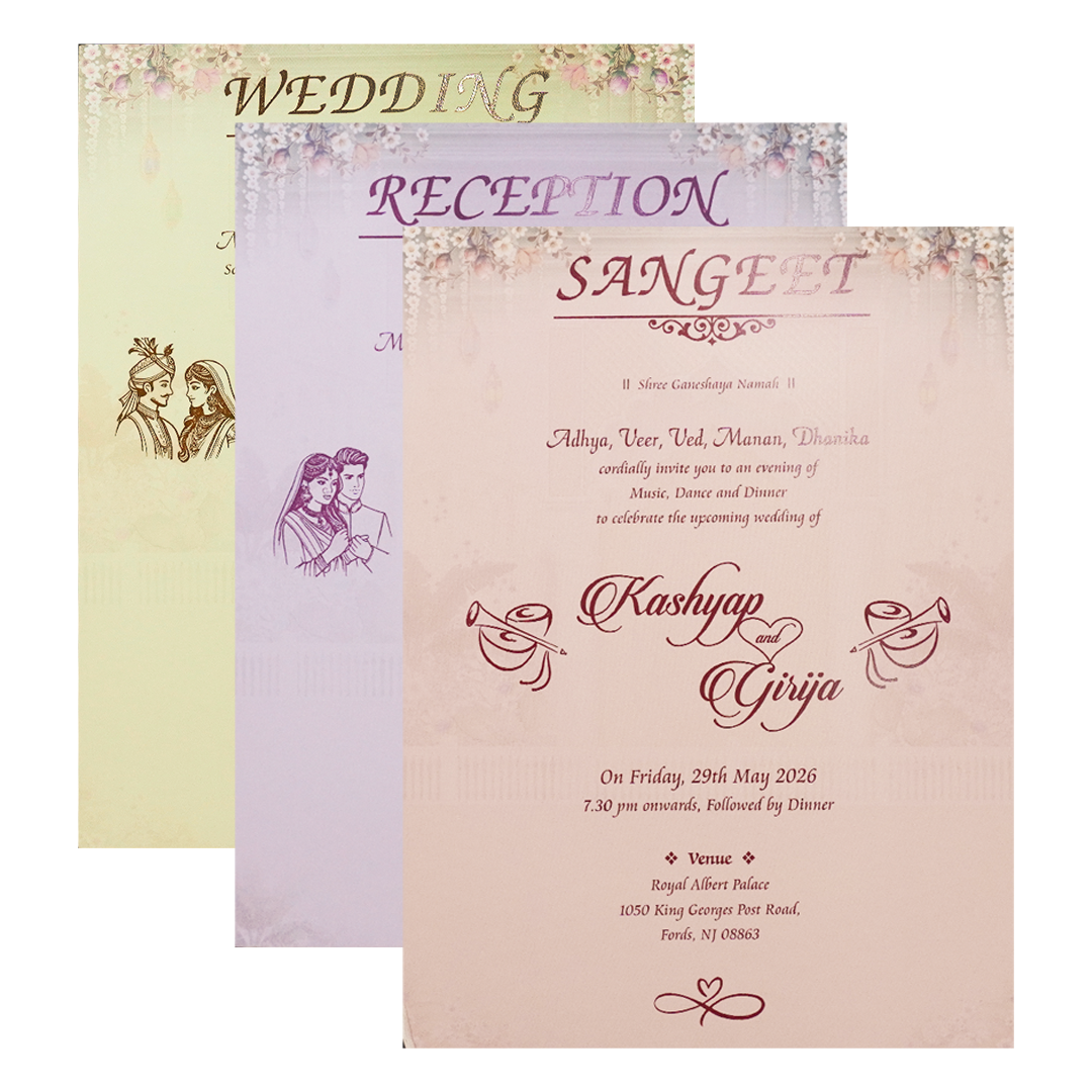 Royal Procession Padded Wedding Card-KSH72360