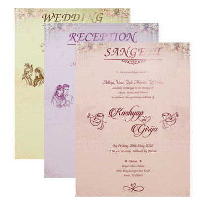 Royal Procession Padded Wedding Card-KSH72360