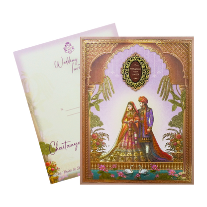 Royal Bride Groom Padded Wedding Card-KSH72330