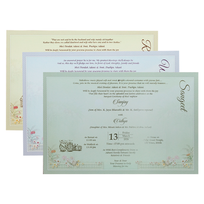 Green Royal Couple Floral Padded Wedding Card-KSH72030