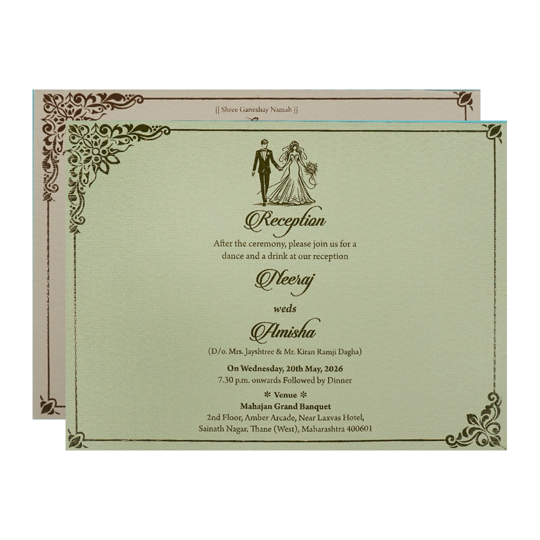 Grey Gold Floral Padded Wedding Card-KSSC2270