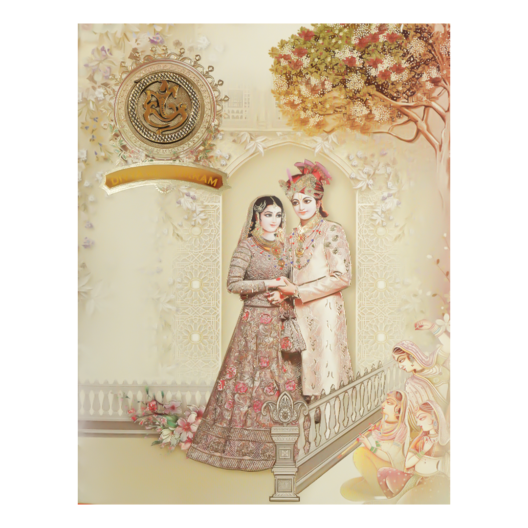 Royal Yellow Ganesha Couple Wedding Card-KNKJ1127