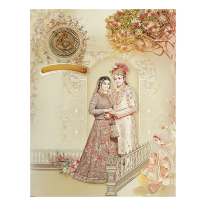Royal Yellow Ganesha Couple Wedding Card-KNKJ1127