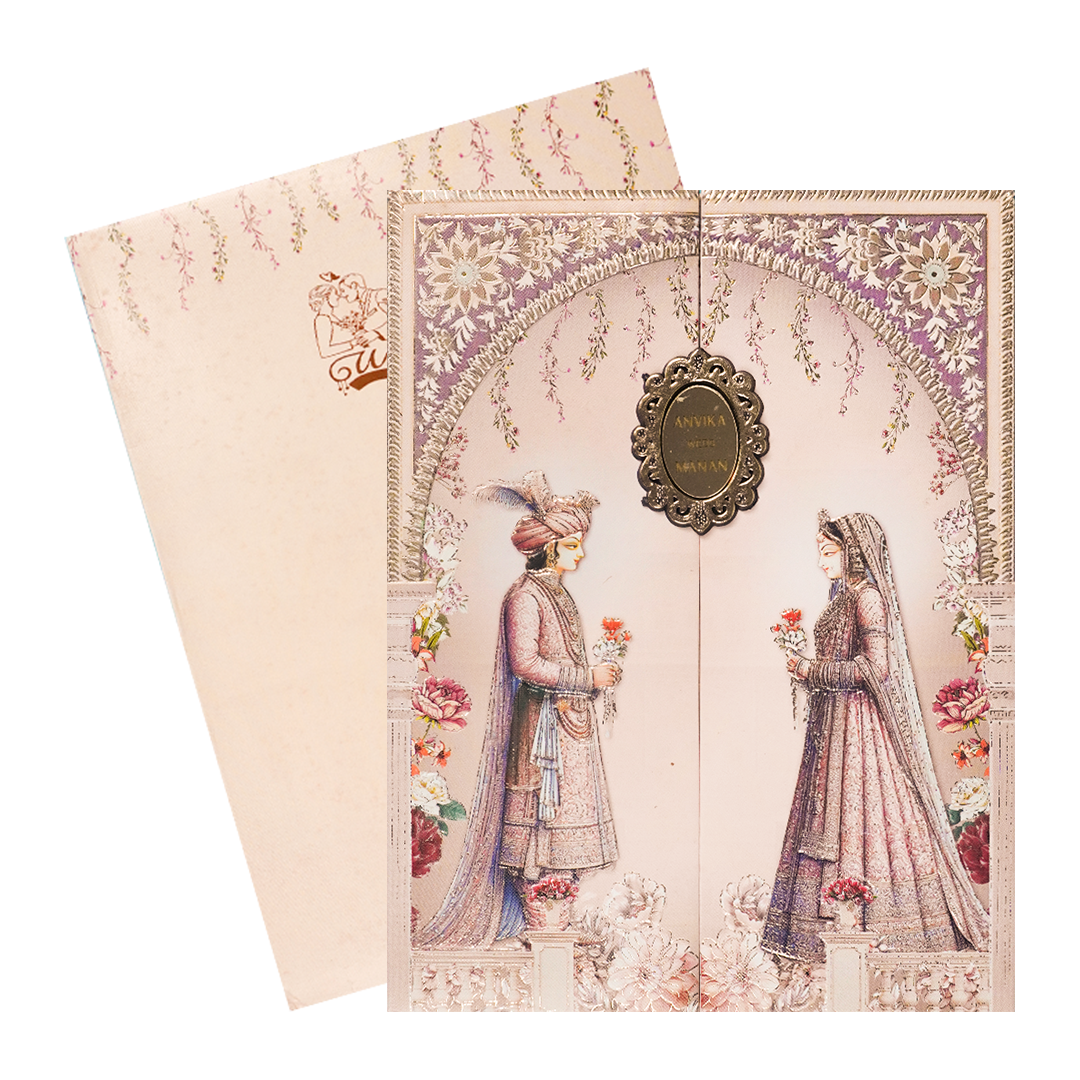 Bride Groom Arch Padded Wedding Card-KSSC2081