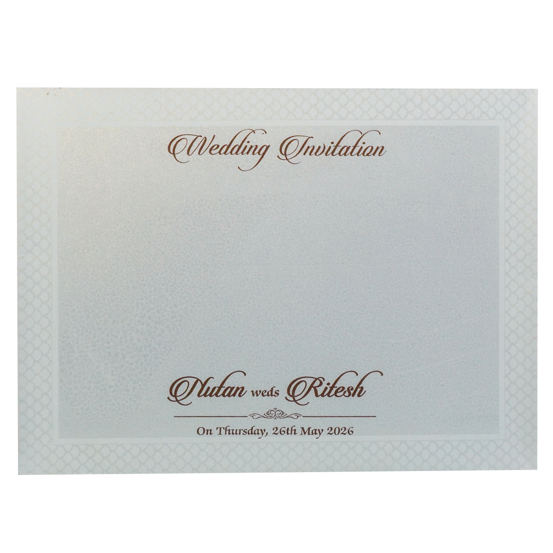 White Floral Embossed Medallion Wedding Card - KRE28610