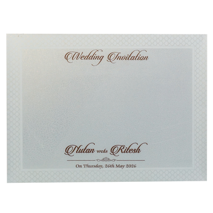 White Floral Embossed Medallion Wedding Card - KRE28610
