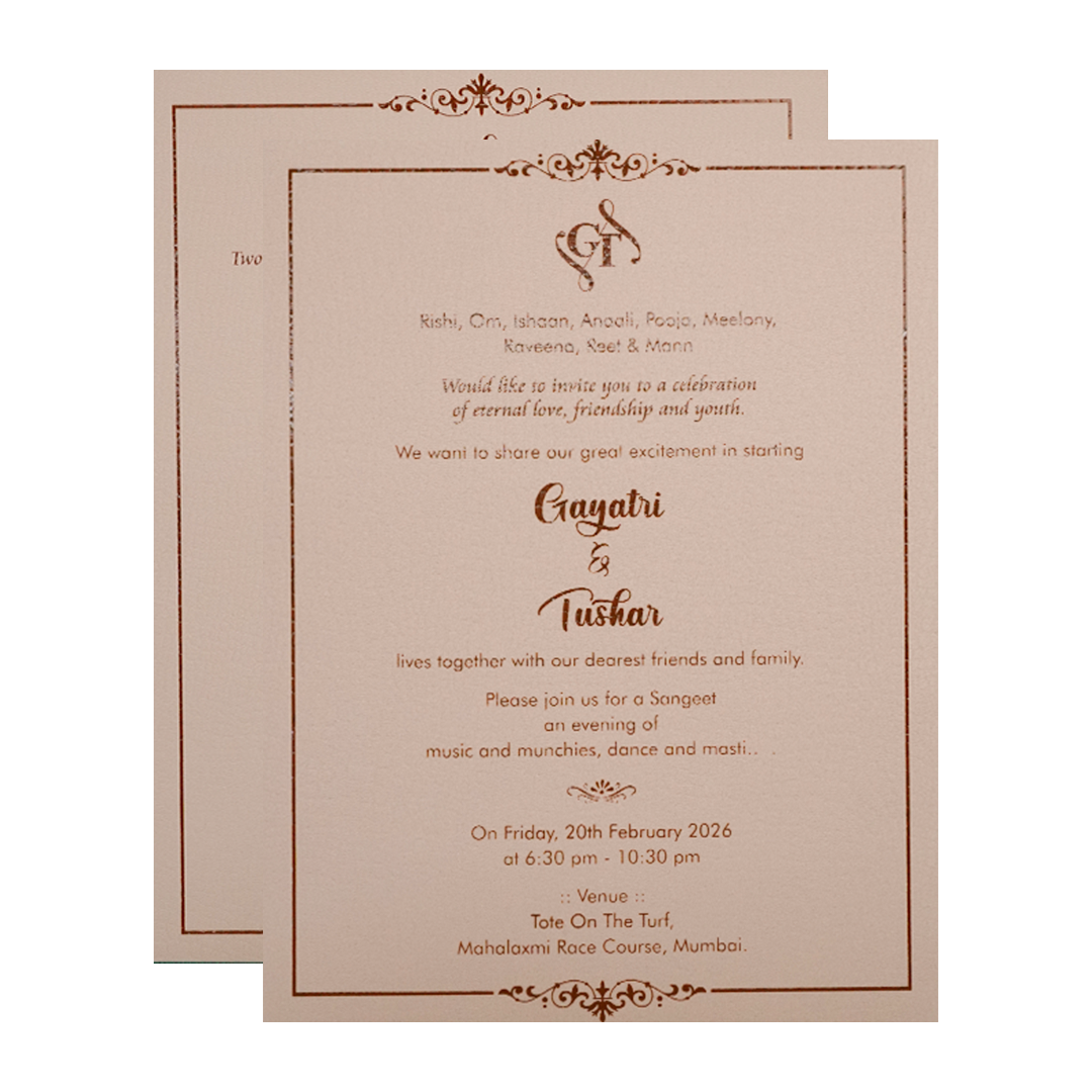 Cream Gold Floral Embossed Wedding Card-KSI64040