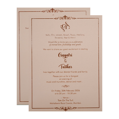Cream Gold Floral Embossed Wedding Card-KSI64040