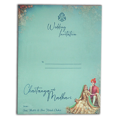 Blue Palace Couple Wedding Card-KSH73140