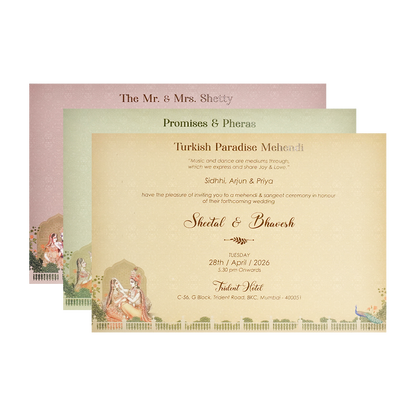 Metallic Green Radha Krishna Padded Wedding Card-KSI64220