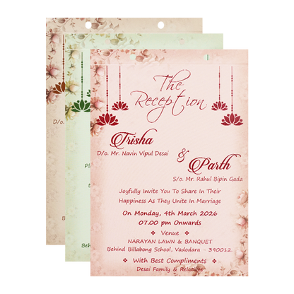Green Floral Cutwork Wedding Card-KSH72880