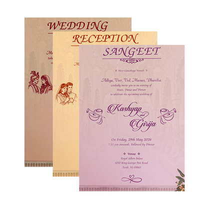 Royal Palace Ganesha Padded Wedding Card-KSH72250