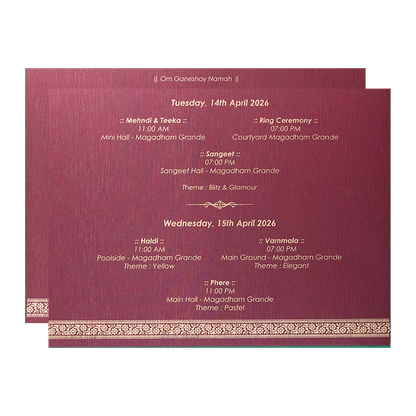 Maroon Baroque Floral Wedding Invitation Card-KSI64370