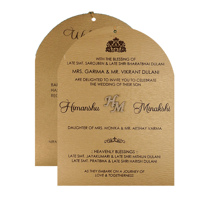 Gold Floral Border Padded Wedding Card-KSI64530