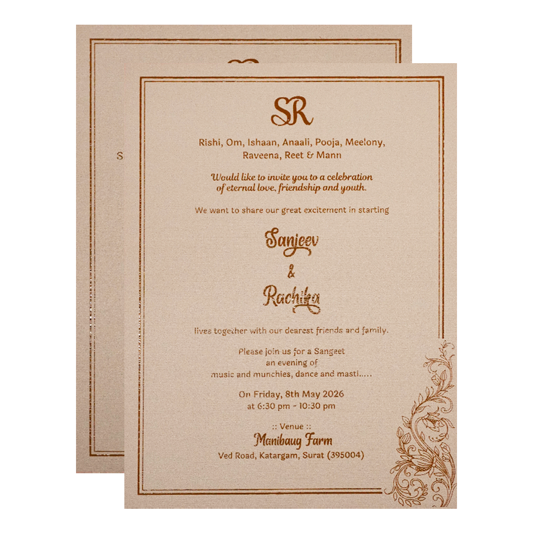 Grey Floral Padded Wedding Card-KSI64410