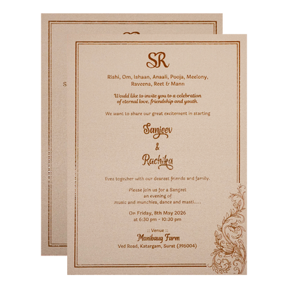 Grey Floral Padded Wedding Card-KSI64410