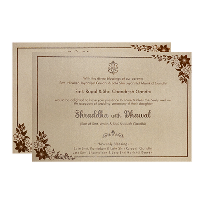 Gold Square Embossed Padded Wedding Card-KSI64060